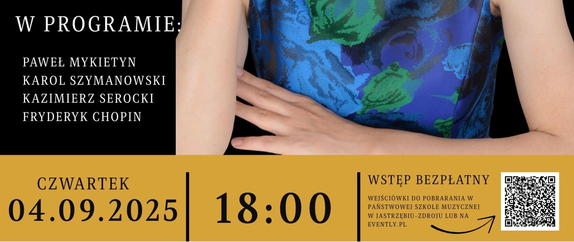 Plakat informacyjny dotyczący Recitalu fortepianowego Ayako Kitanaki odbywającego się w dniu 04.09.2025 o godz. 18.00.