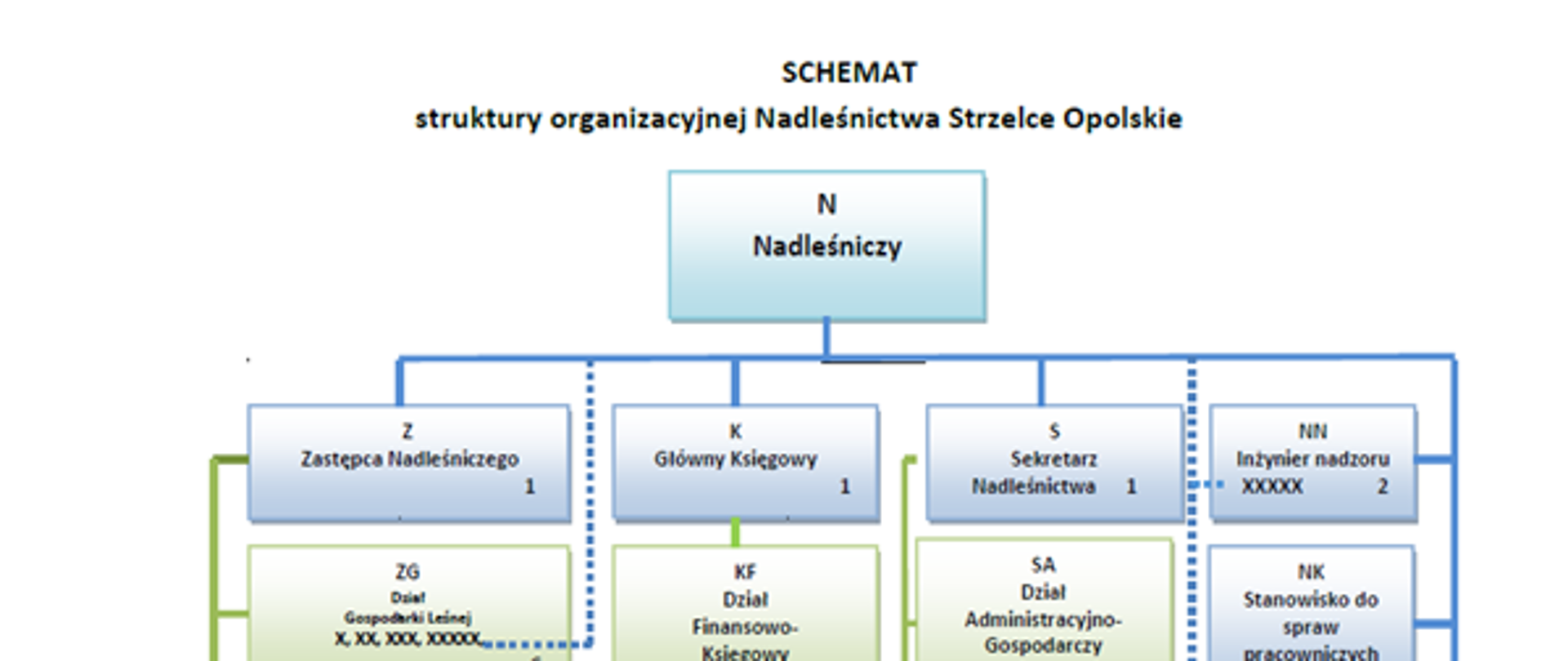 schemat organizacyjny Nadleśnictwa w formie graficznej
