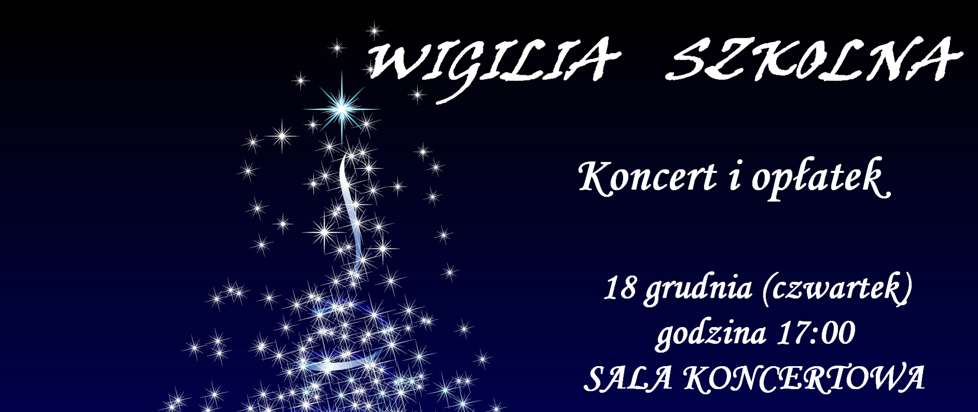 baner - na granatowym tle choinka z gwiazd i informacja o wydarzeniu