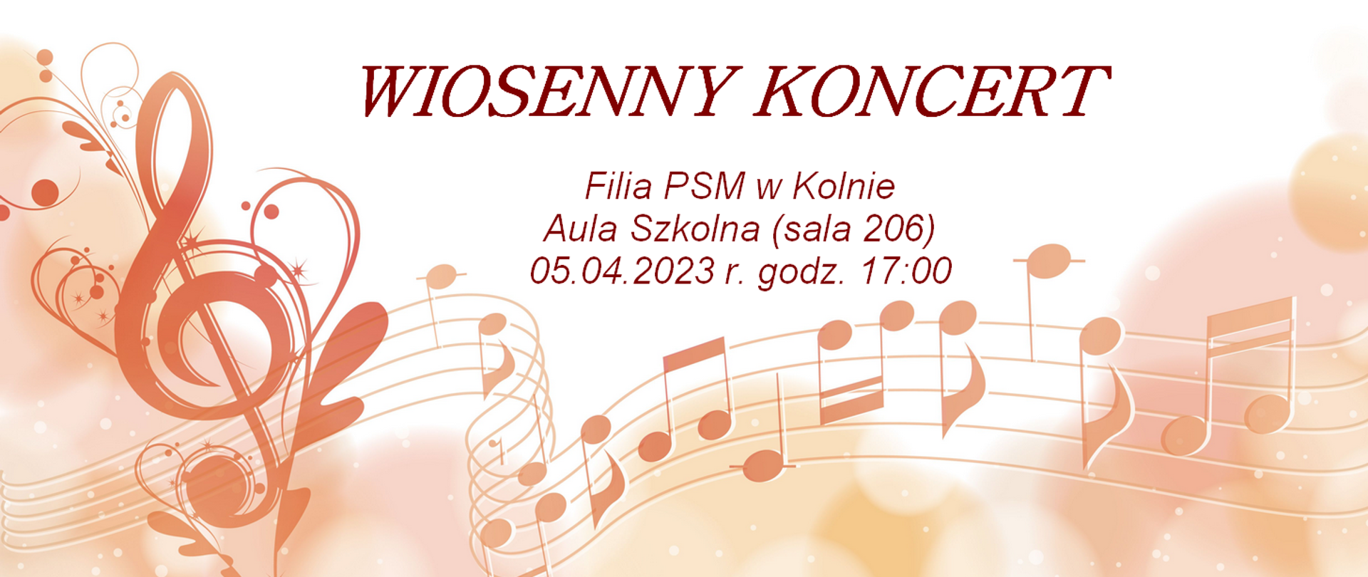 Baner: na białym tle fantazyjnie wygięta pięciolinia z nutami. Powyżej informacja na temat koncertu.