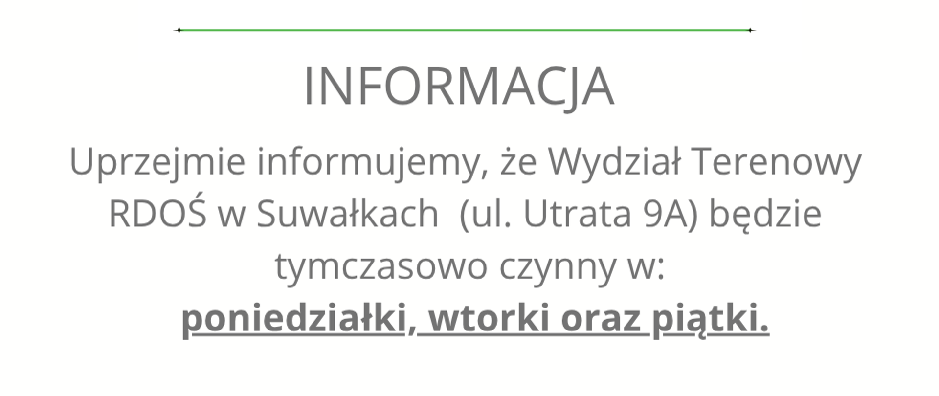 Komunikat w sprawie oddziału RDOŚ w Suwałkach