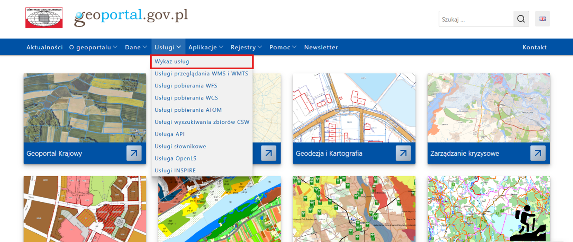 A screenshot showing the location of the Services List in the menu