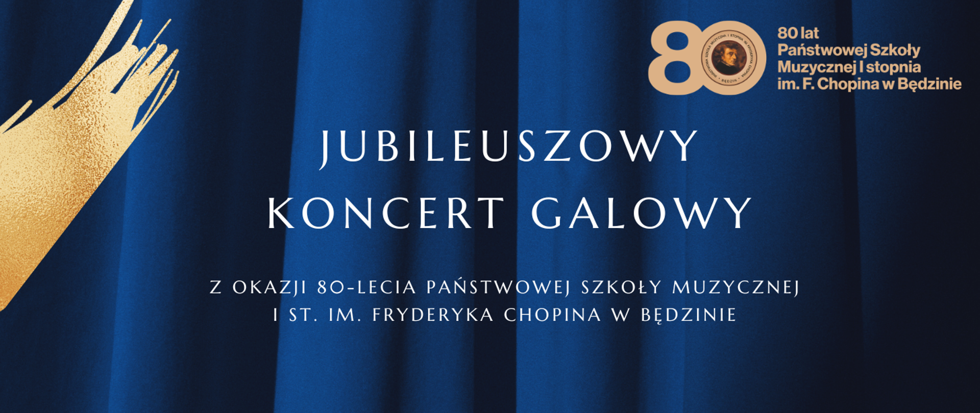 baner na granatowym tl;e, na środku napis, od góry logo