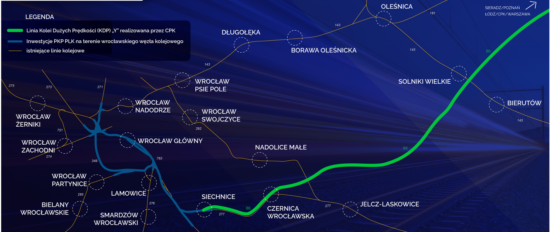 Linia "Y" i Wrocławski Węzeł Kolejowy. Zakres inwestycji CPK i PLK na Dolnym Śląsku