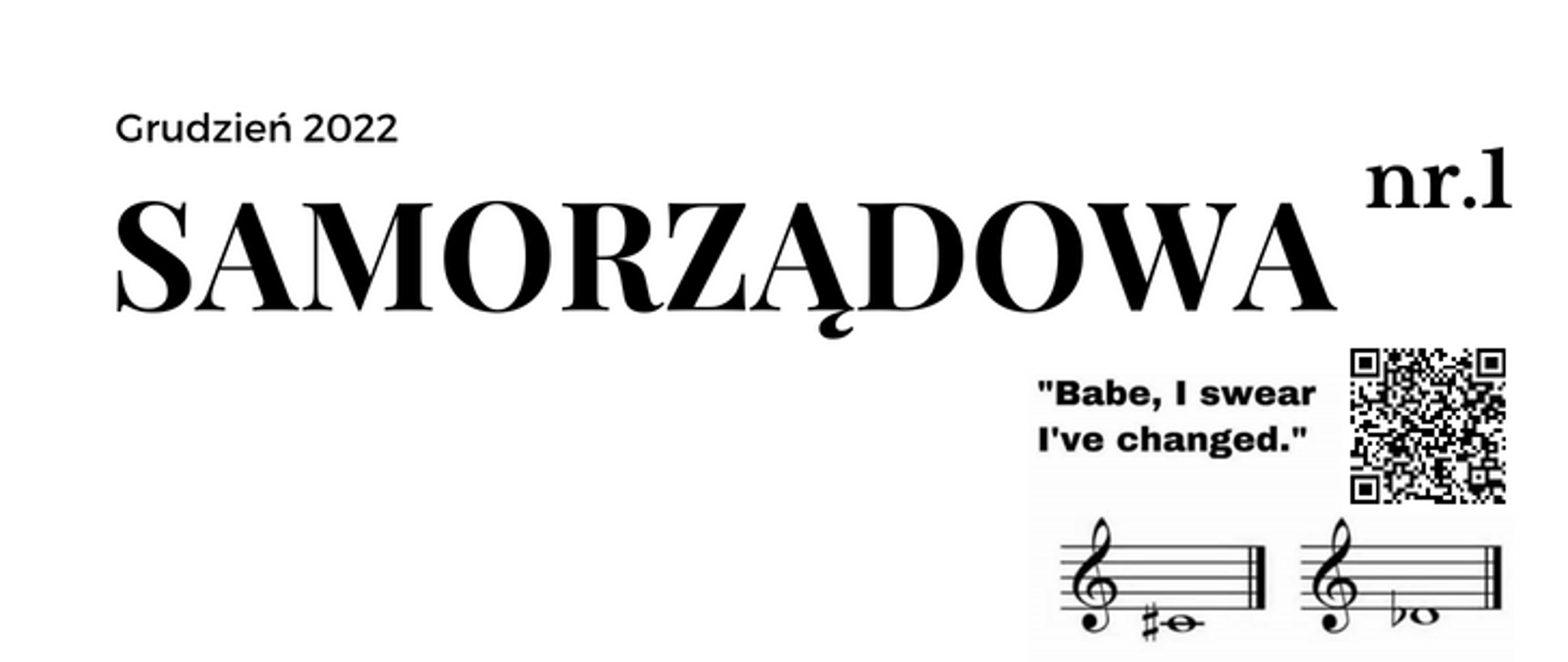 duży napis Gazetka Samorządowa nr 1, w prawym dolnym roku kod QR
