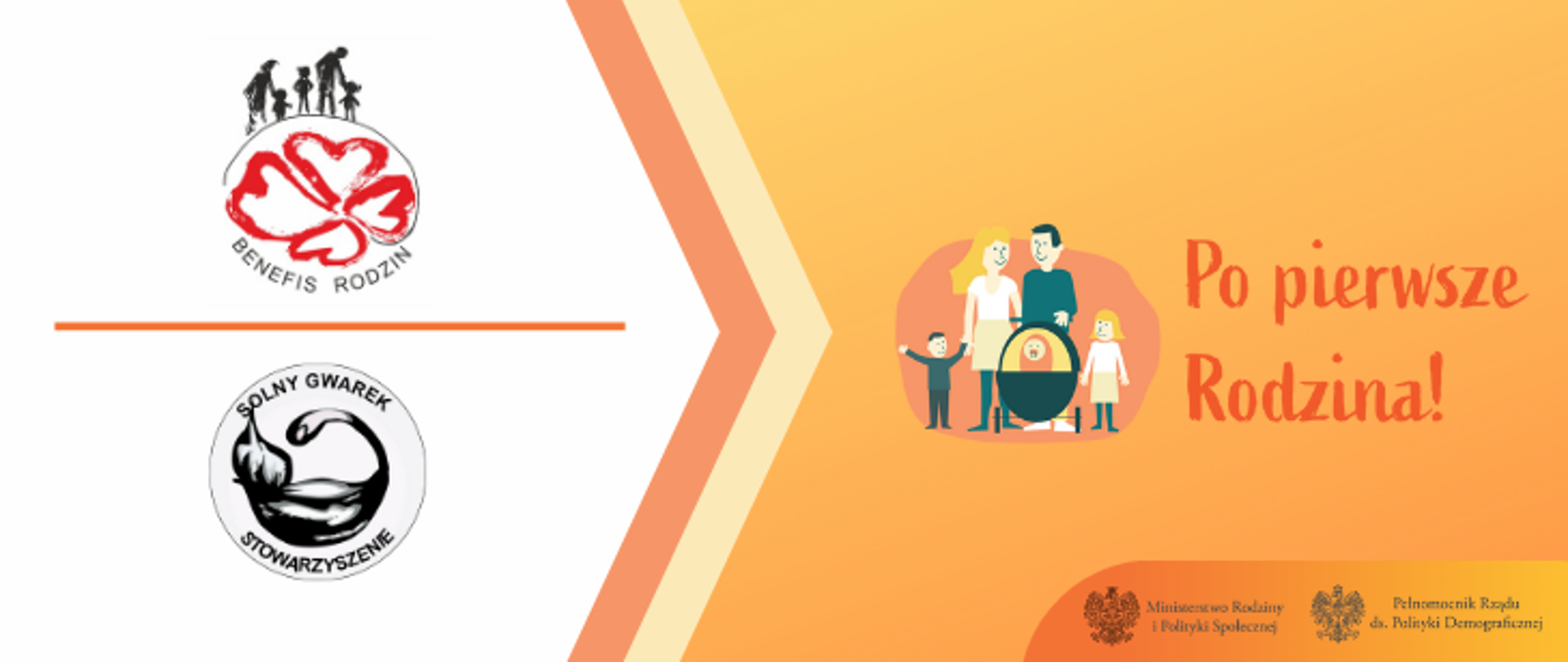 Logo konkursu Po pierwsze Rodzina! - logo Stowarzyszenia Solny Gwarek, logo Benefis Rodzin