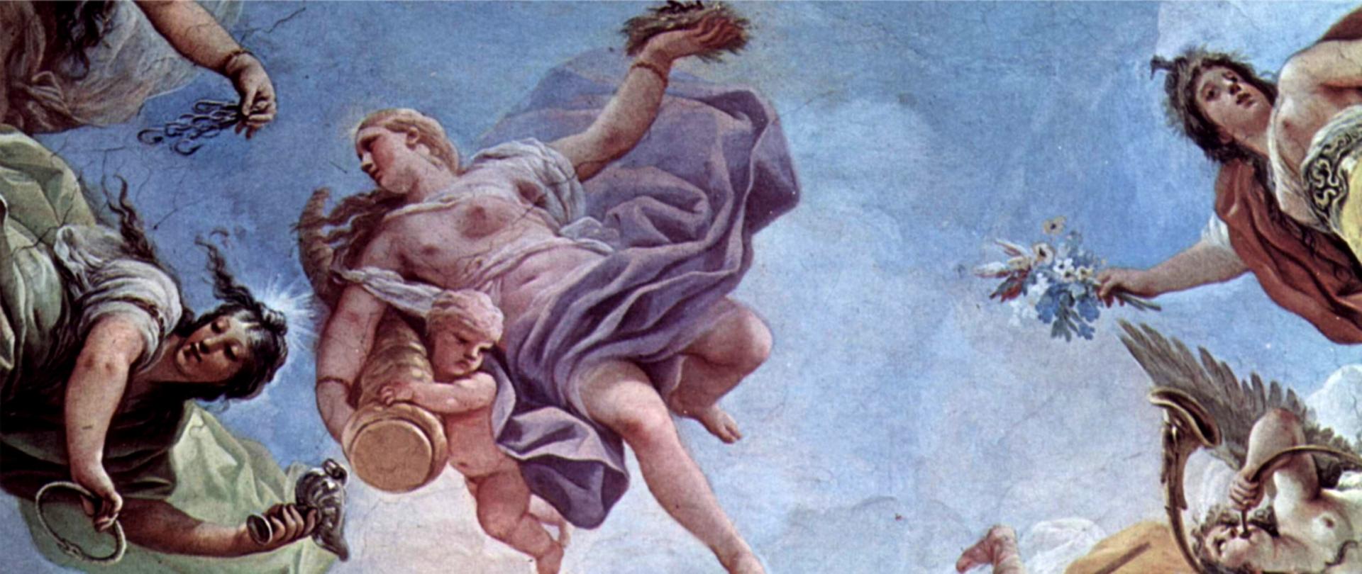 Zdjęcie przedstawia fragment fresku Stworzenie człowieka (1684-86) z Palazzo Medici Riccardi we Florencji