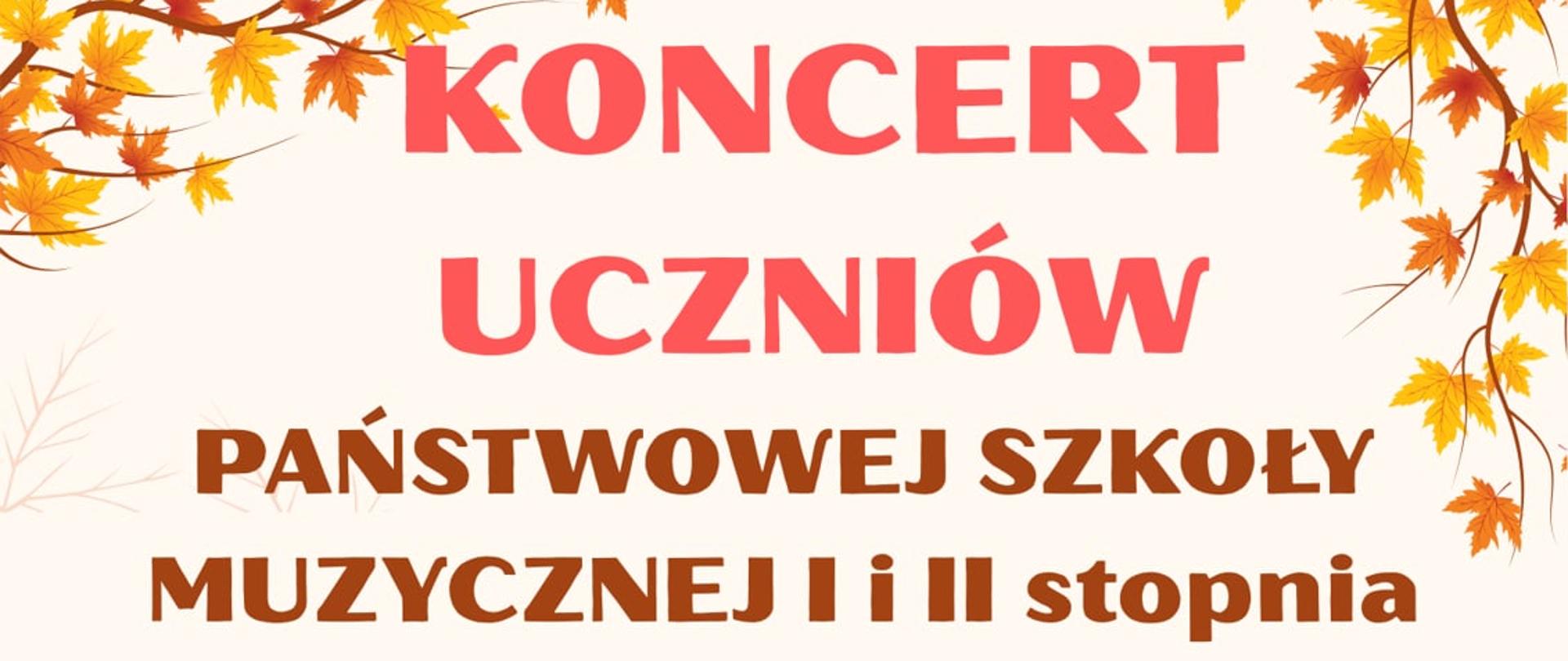 Plakat - Koncert uczniów Państwowej Szkoły Muzycznej I i II stopnia im. I. Paderewskiego w Cieszynie