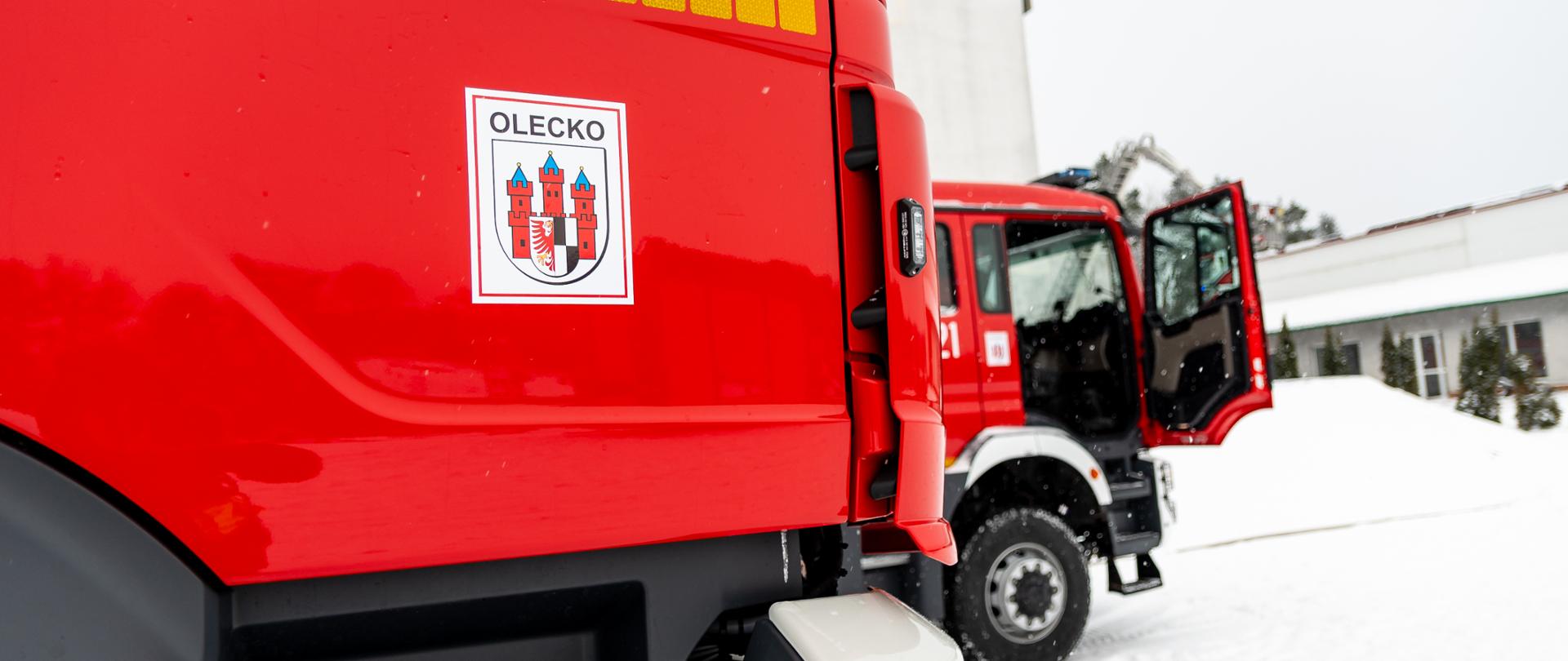 Na zdjęciu widać część samochodu ratowniczo-gaśniczego 