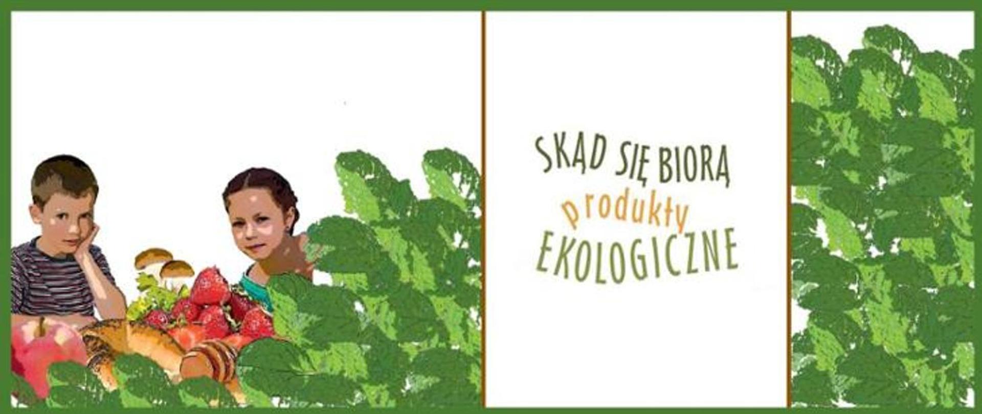 Dwoje dzieci wśród owoców warzyw i pieczywa