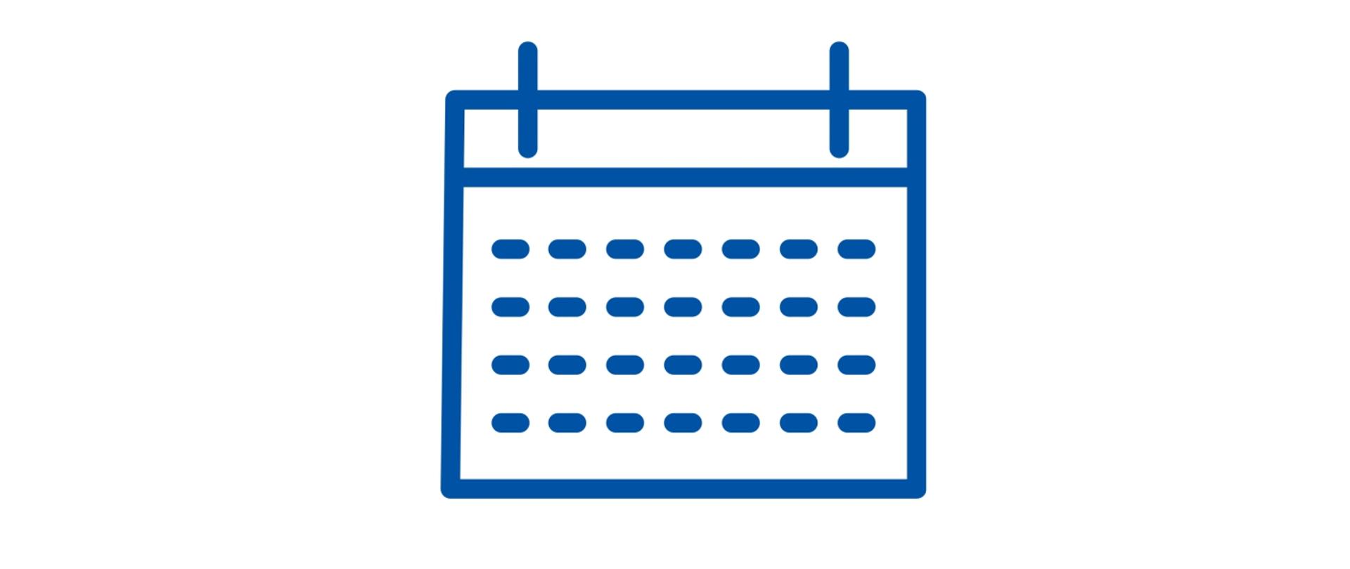 Grafika przedstawia kartkę z kalendarza utrzymaną w stylu logotypu