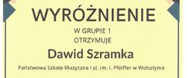 Dyplom wyróżnienie dla Dawida Szramki
