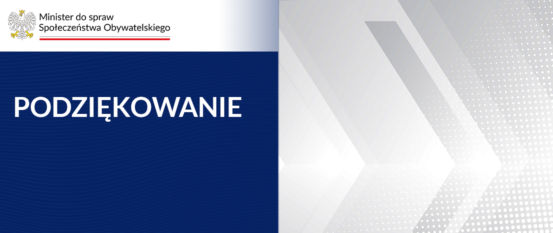 grafika nagłówkowa artykułu, widoczny tytuł: Podziękowanie. W lewym górnym roku logotyp Minister do spraw Społeczeństwa Obywatelskiego