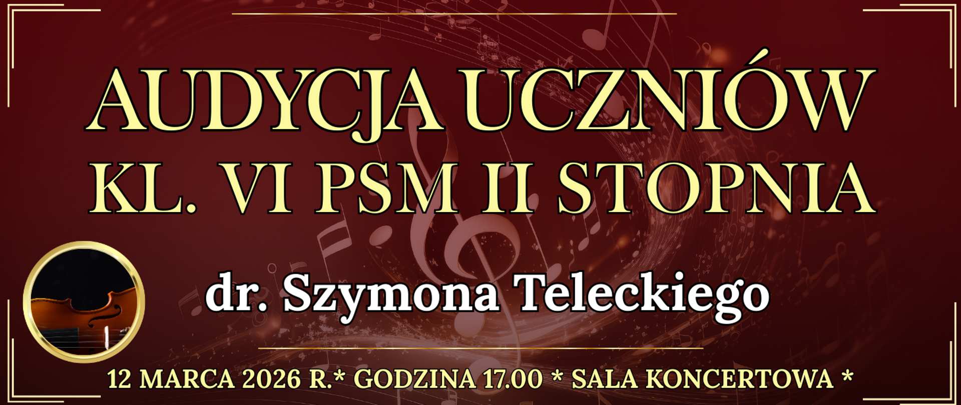 baner w tle muzyczne elementy oraz informacja o wydarzeniu