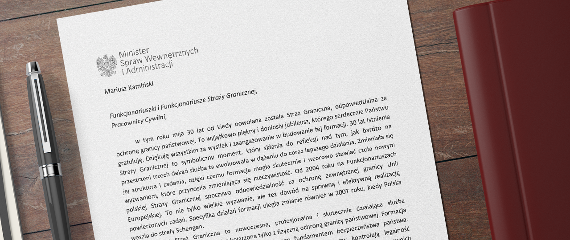 List ministra Mariusza Kamińskiego z okazji Święta Straży Granicznej
