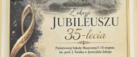 Gratulacje z okazji Jubileuszu trzydziestopięciolecia Szkoły