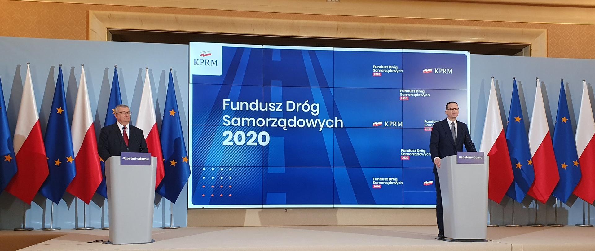 Premier Mateusz Morawiecki wraz z ministrem infrastruktury Andrzejem Adamczykiem ogłosili realizację zadań z Funduszu Dróg Samorządowych na 2020 rok