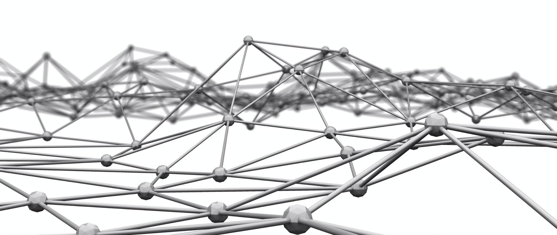 Dane cyfrowe i linie trójkąta połączone razem w sieć