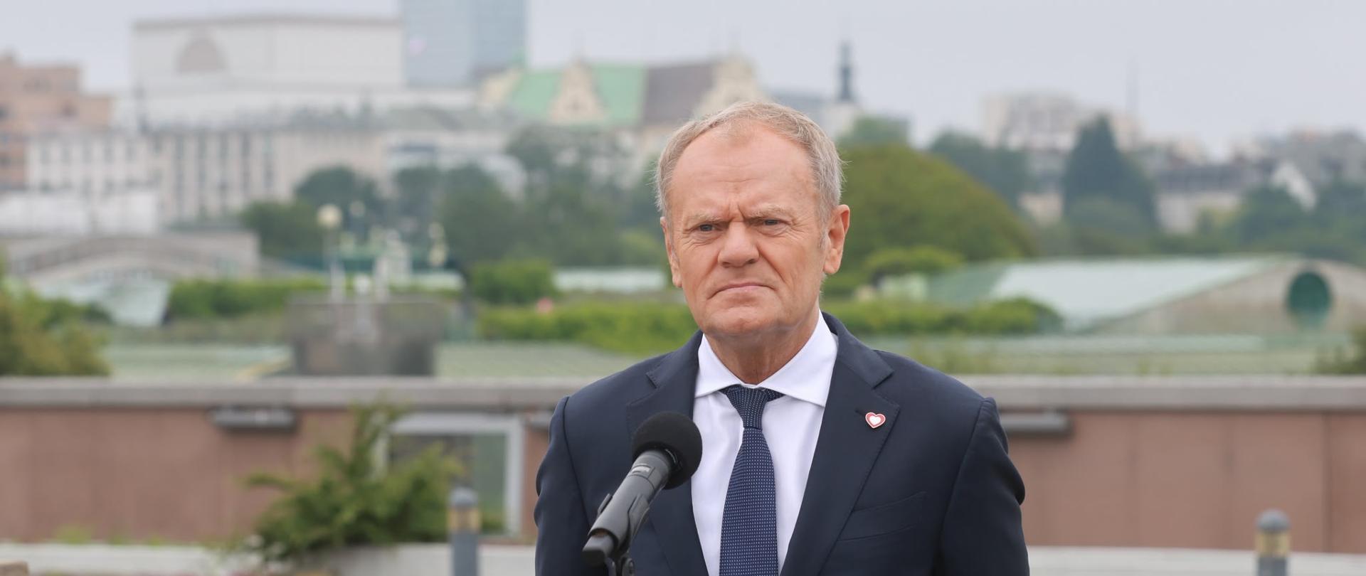 Premier Donald Tusk podczas ogłoszenia siedziby Centrum Europejskiej Agencji Kosmicznej w Polsce