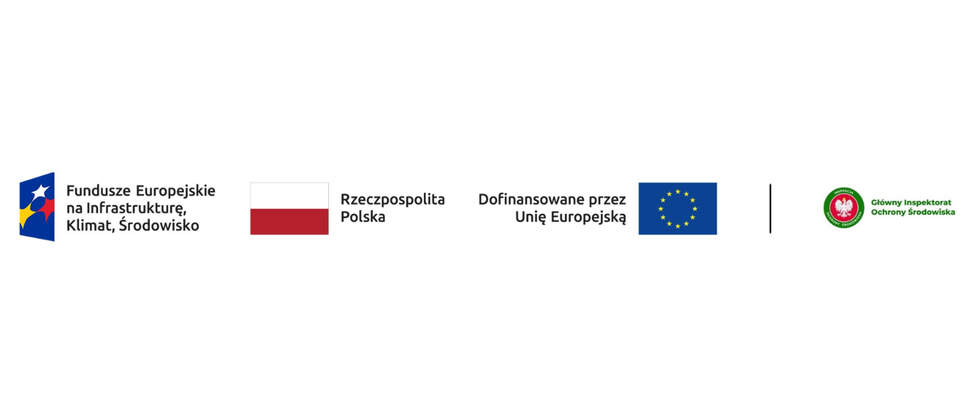Logotypy Fundusze Europejskie na Infrastrukturę, Klimat, Środowisko, Rzeczpospolita Polska, Dofinansowane przez Unię Europejską, Główny Inspektorat Ochrony Środowiska