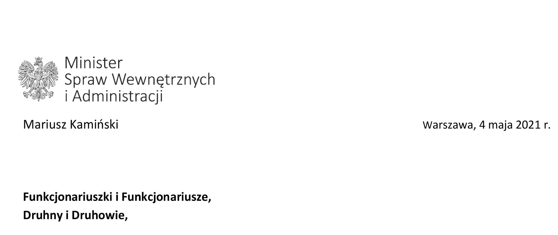 Życzenia Ministra Spraw Wewnętrznych i Administracji Pana Mariusza Kamińskiego z okazji Dnia Strażaka