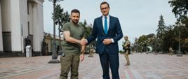 Ukrainian President Volodymyr Zelensky and Prime Minister Mateusz Morawiecki during a meeting in Kiev.