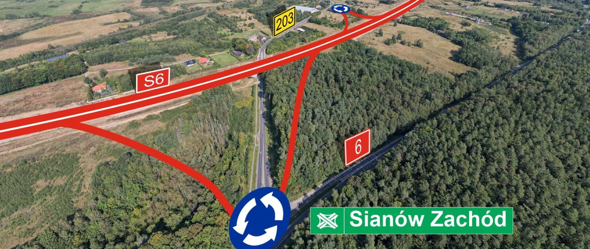 Węzeł Sianów Zachód przebieg 