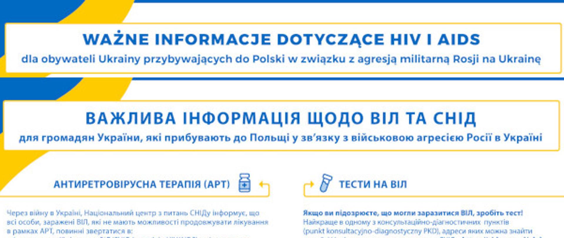 HIV dla obywateli Ukrainy ulotka - baner