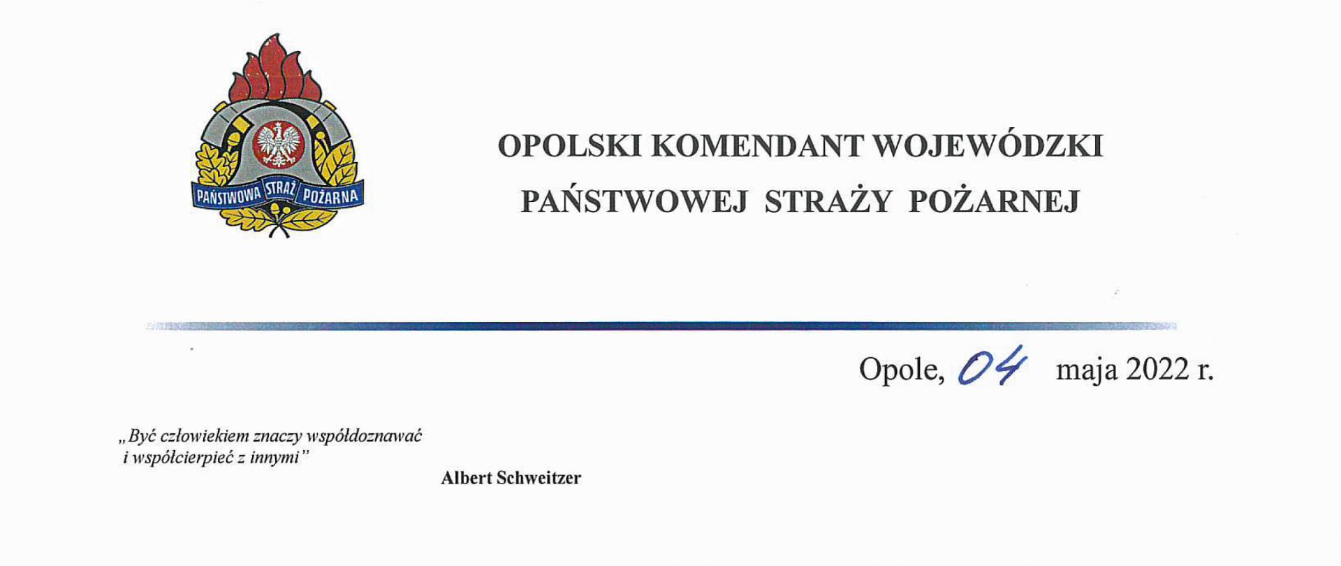 Życzenia Opolskiego Komendanta Wojewódzkiego Państwowej Straży Pożarnej z okazji Dnia Strażaka