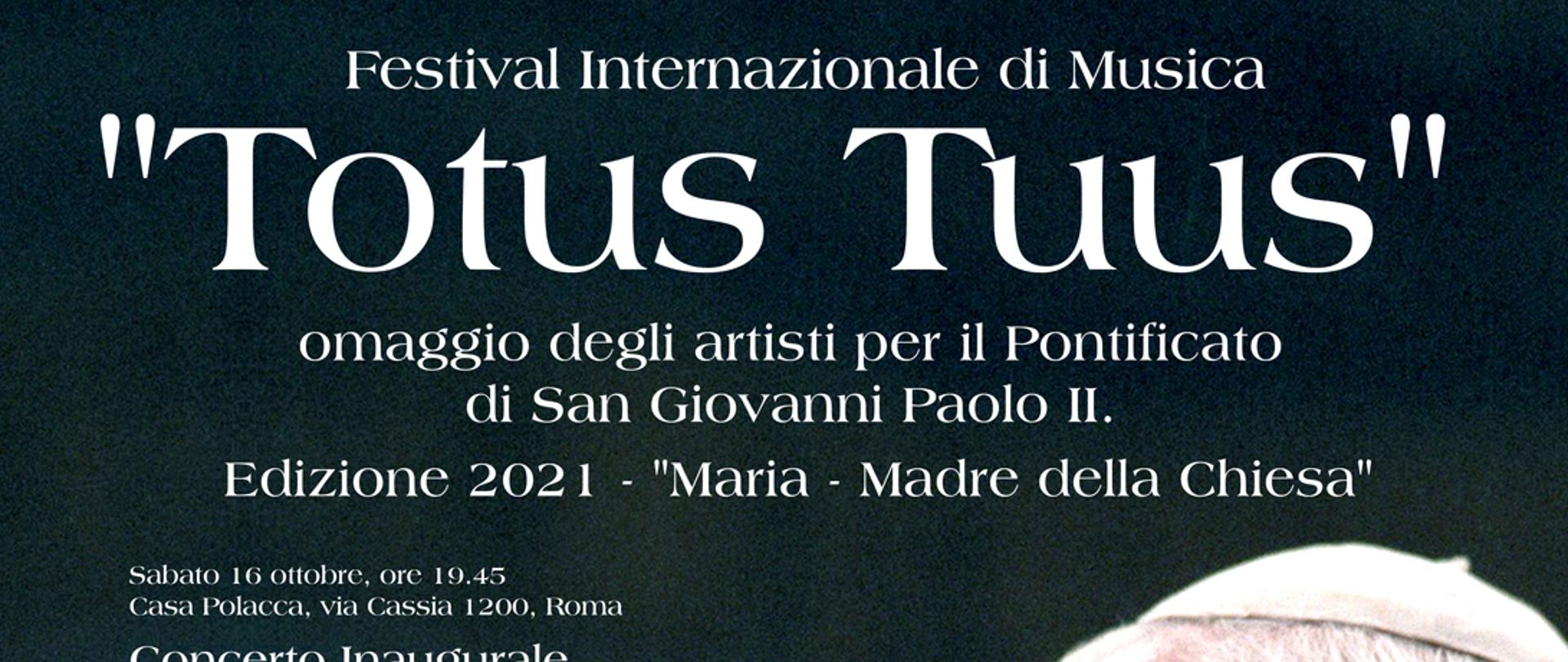 Locandina con elenco di concerti nell'ambito del Festival Internazionale di Musica Totus Tuus
