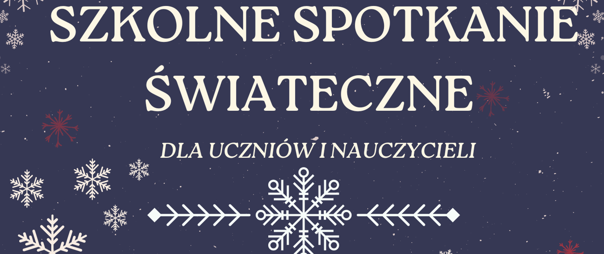 Na ciemnogranatowym tle umieszczone zostały grafiki dzieci ubierających choinkę i lepiących bałwana. Powyżej znajdują się informacje dotyczące wydarzenia.