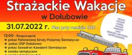 Strażackie Wakacje w Dołubowie - program imprezy