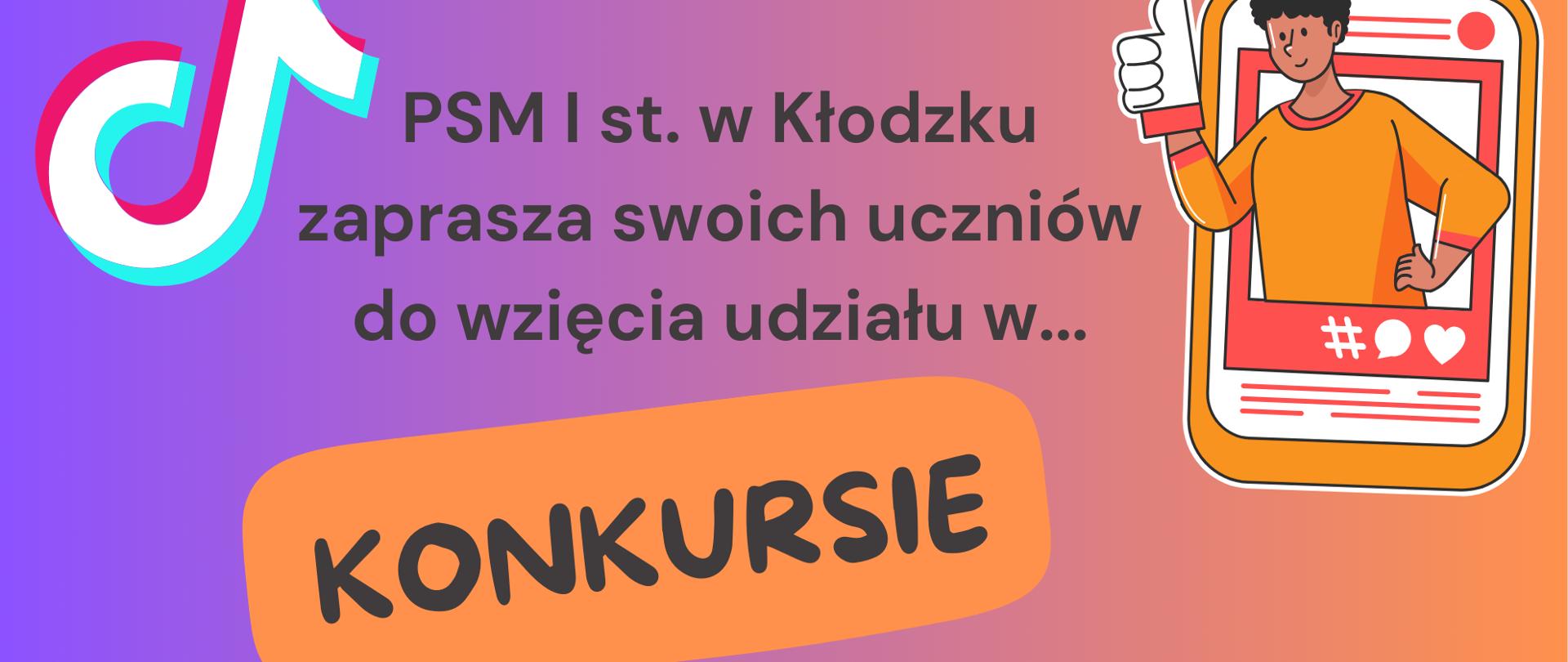Plakat na kolorowym tle ze szczegółowymi informacjami dotyczącymi konkursu muzyczny influencer