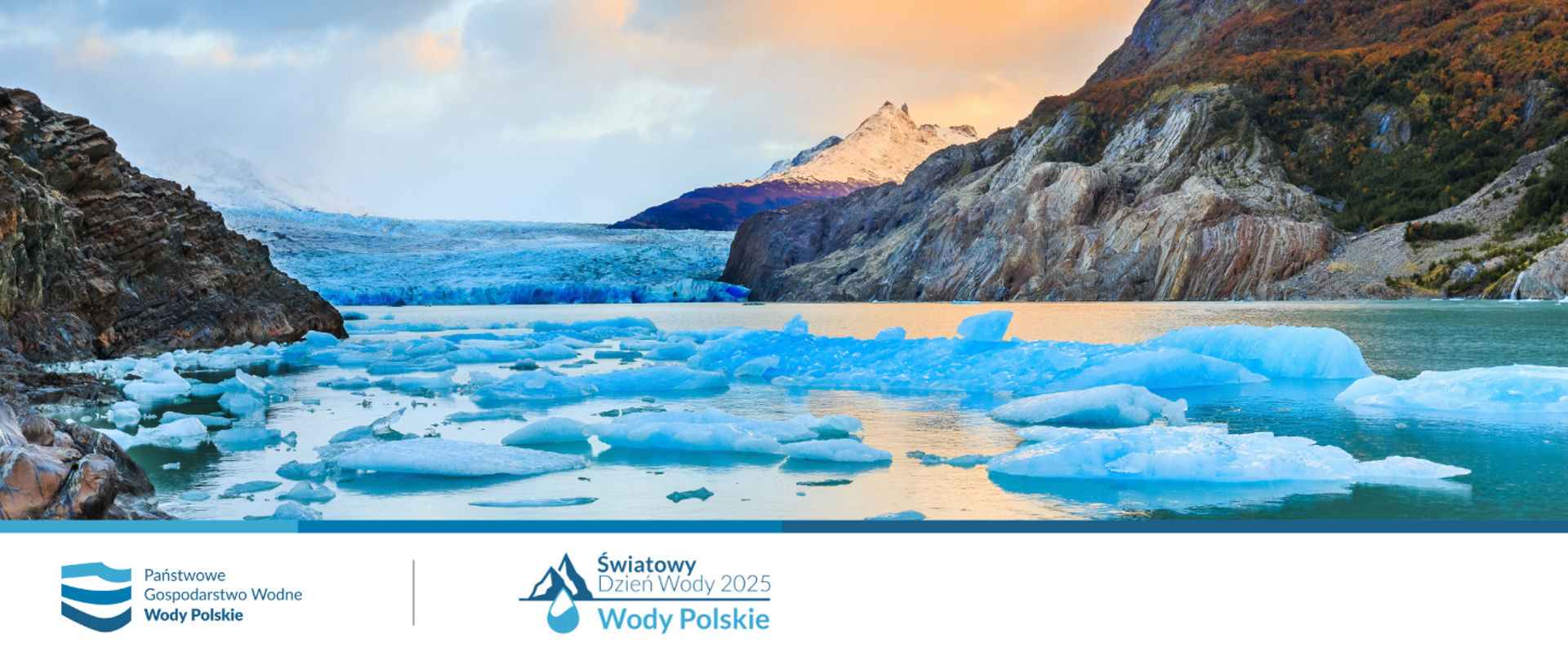 Grafika z motywem przewodnim lodowca - Światowy Dzień Wody 2025