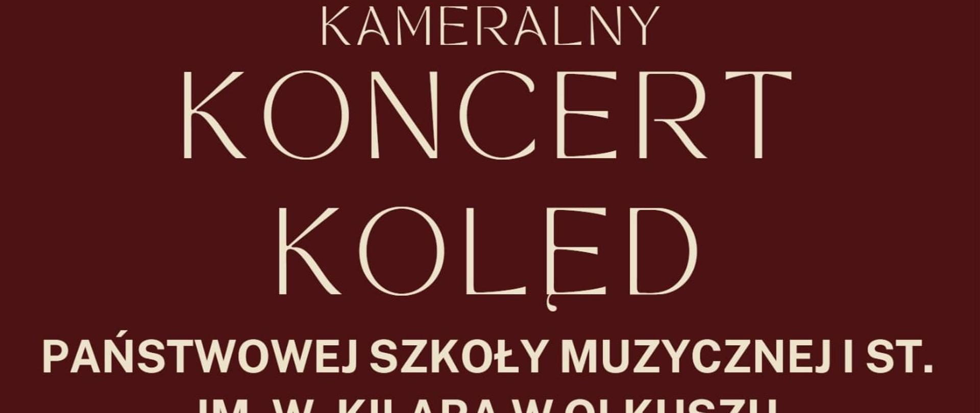 bordowe tło w środku choinka i na jej tle gitara, na około gwiazdki