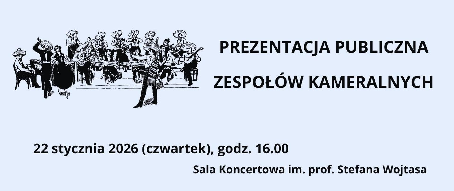 Prezentacja zespołów kameralnych 22.01.2026 godz.16.00 plakat niebieski