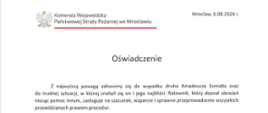 Oświadczenie w sprawie wsparcia strażaka OSP rannego podczas działań 
