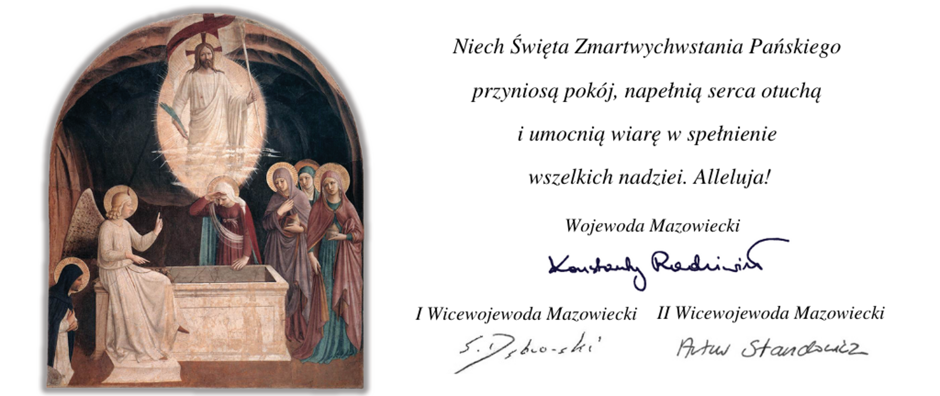 Życzenia Wojewody Konstantego Radziwiłła i Wicewojewodów Sylwestra Dąbrowskiego i Artura Standowicza z okazji Świąt Wielkanocnych. 