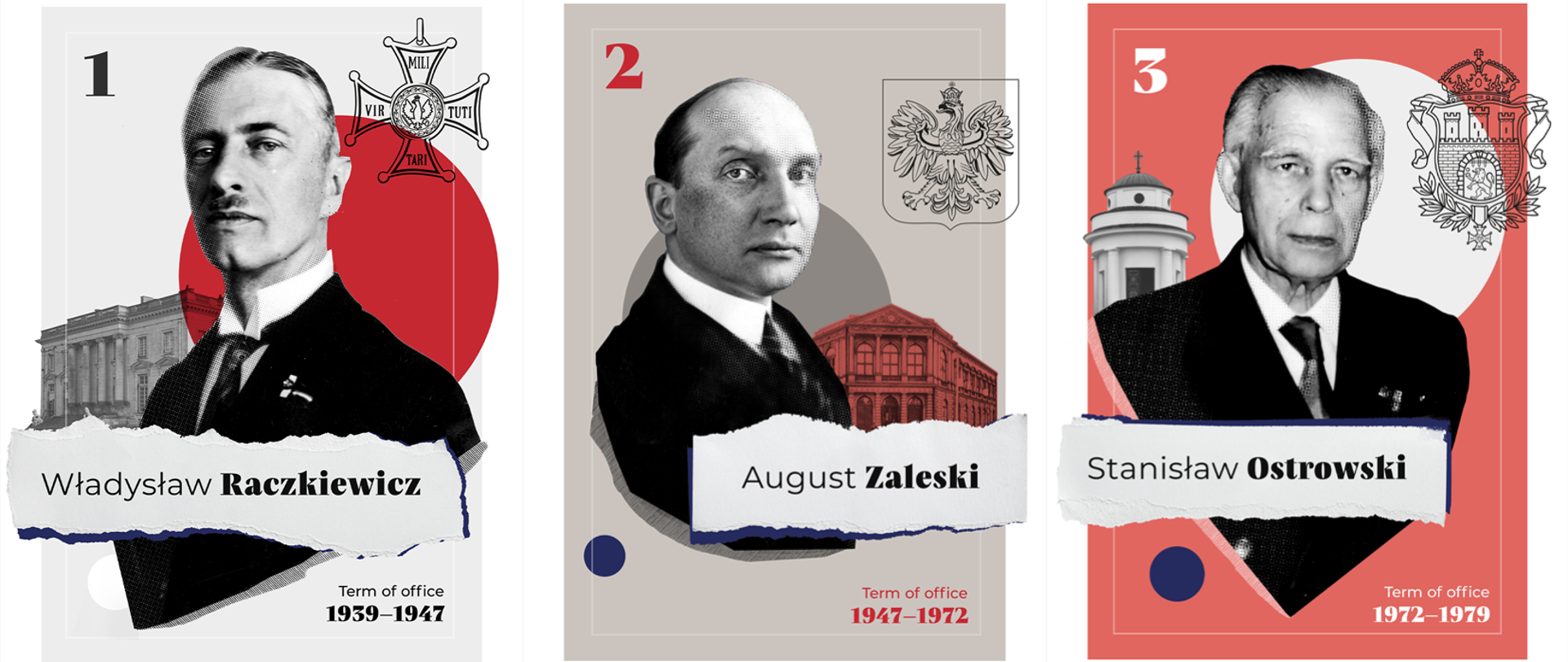 Prezydenci RP na Uchodźstwie Władysław Raczkiewicz, August Zaleski i Stanisław Ostrowski
