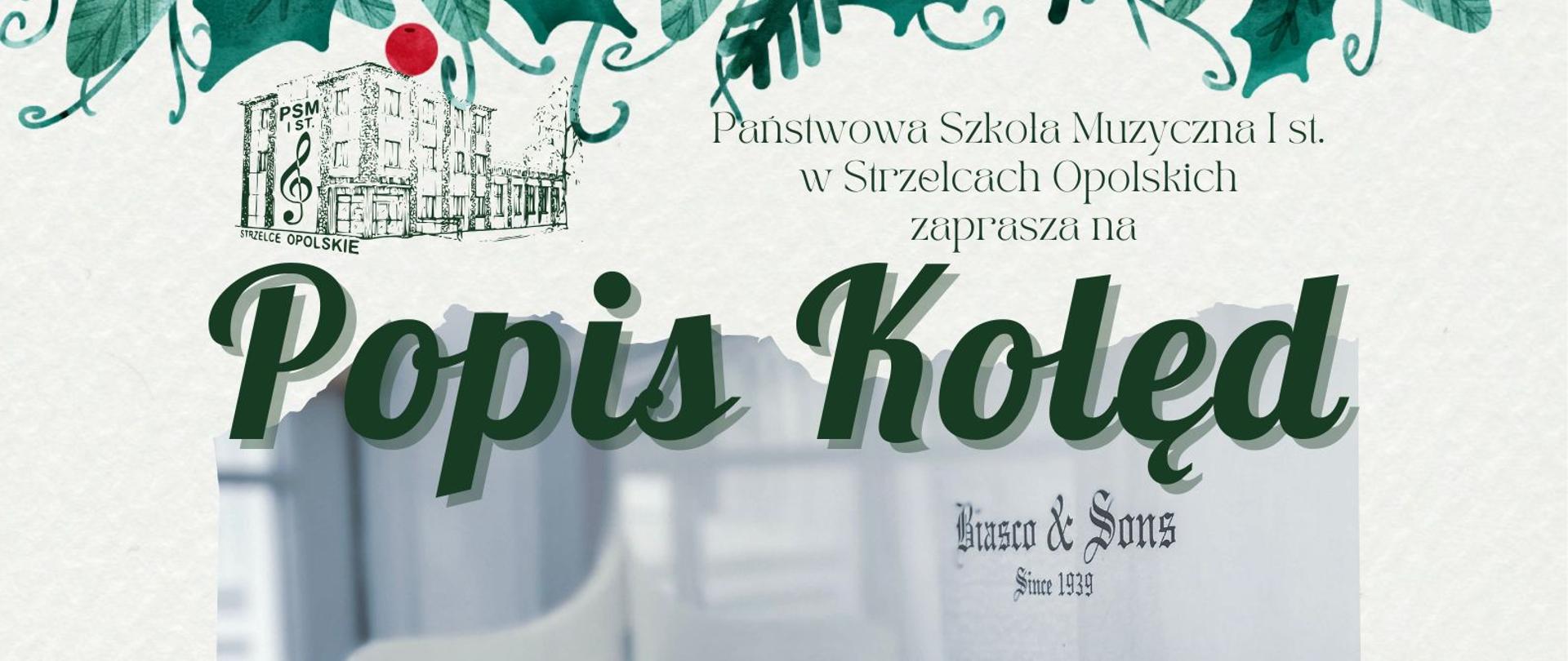 Popis klasy fortepianu pani Agnieszki Gryźlak 26 stycznia 2026 o godz. 17:00 w sali koncertowej, grafika biały fortepian, logo w lewy górnym rogu