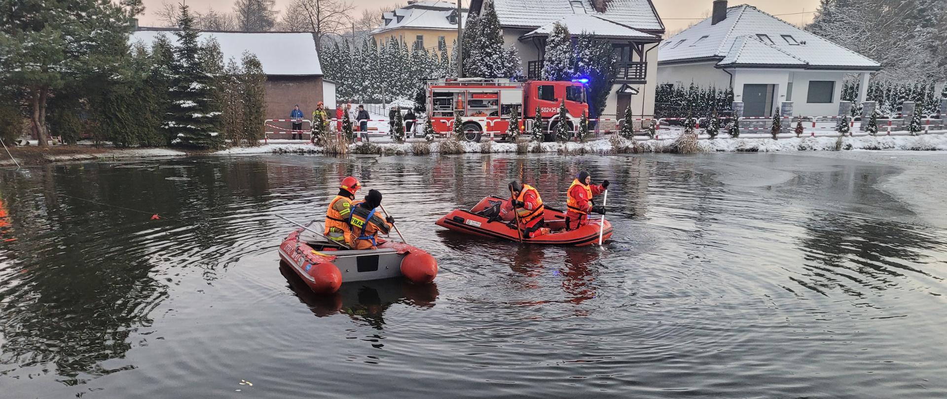 Utonięcie 3 osób w stawie w Wolbromiu