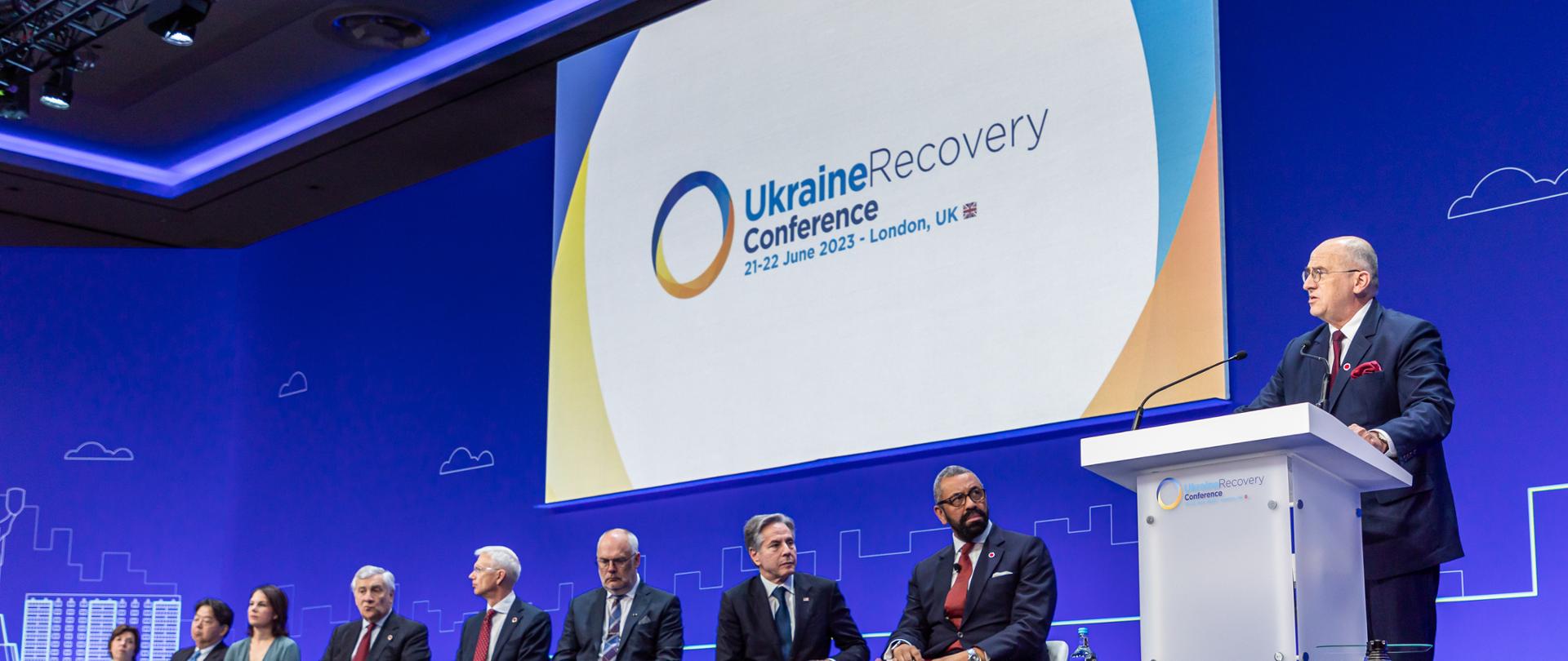 Minister Zbigniew Rau podczas konferencji „Ukraine Recovery Conference”