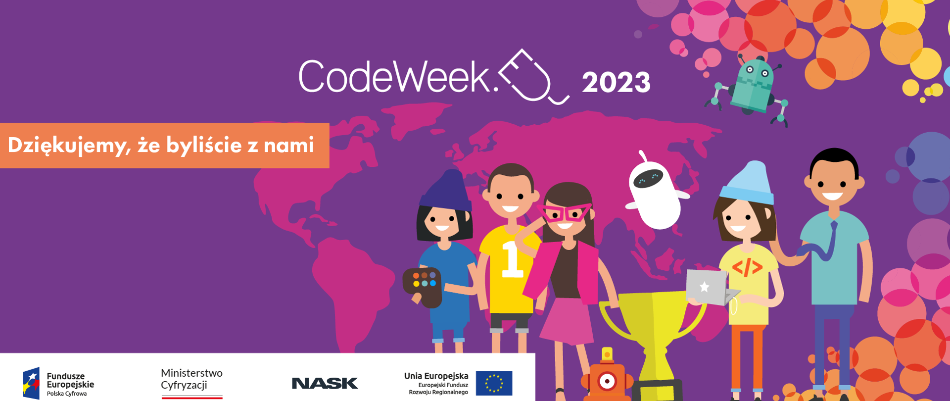 Grafika wektorowa z hasłem: CodeWeek 2023 - dziękujemy, że byliście z nami!