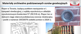 Slajd prezentujący zabytkowy reper na ratuszu w Toruniu