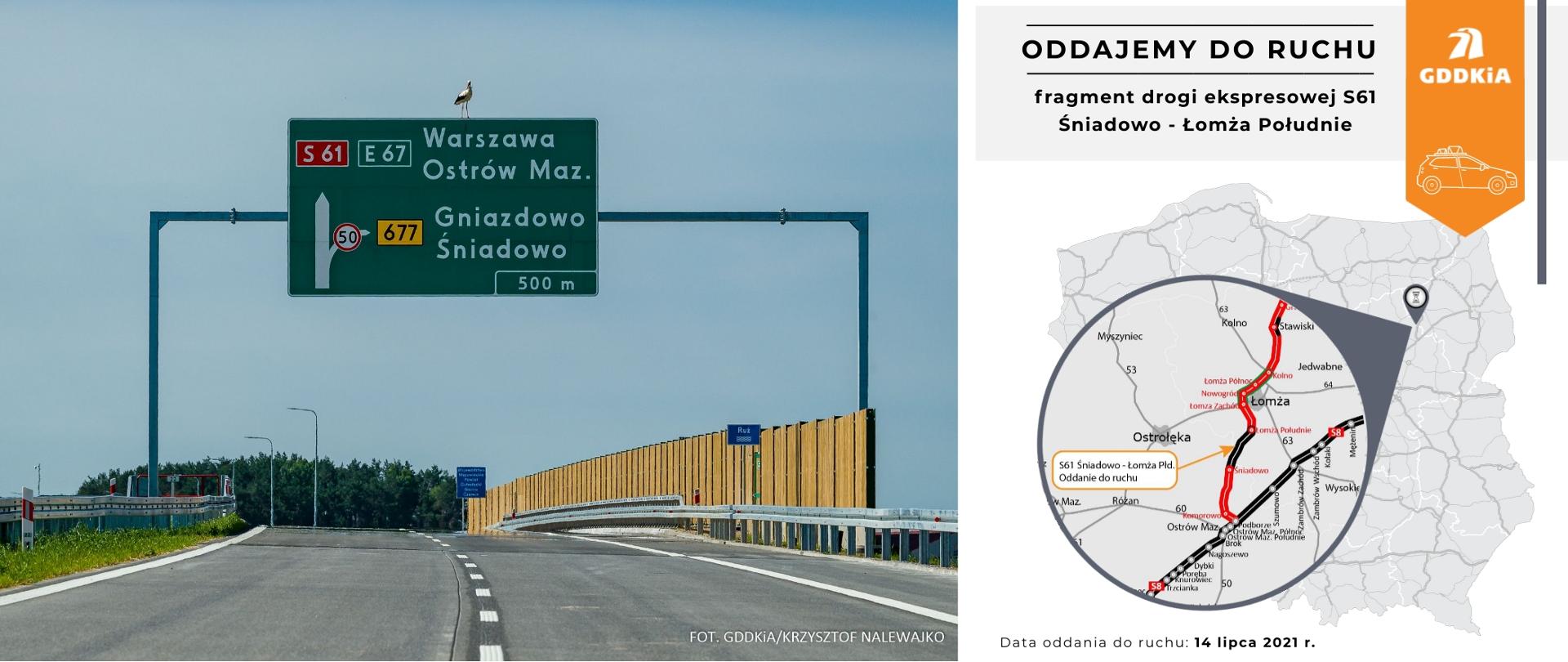 Infografika z otwarcia do ruchu odcinka S61Śniadowo - Łomża