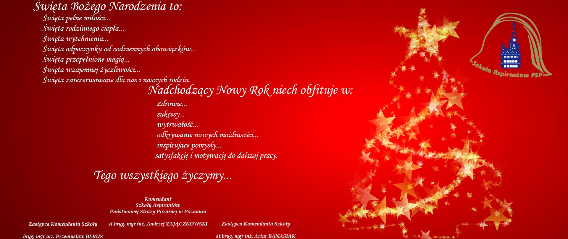 Świąteczne życzenia kierownictwa Szkoły Aspirantów PSP w Poznaniu