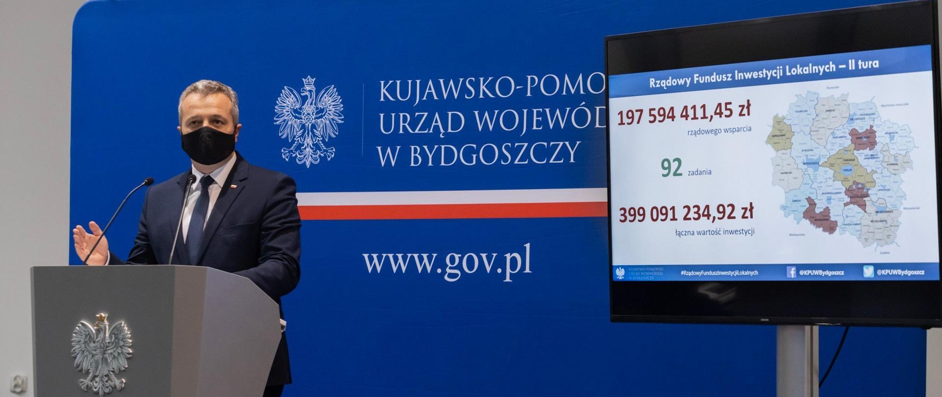 Wojewoda Mikołaj Bogdanowicz przedstawia wyniki naboru Rządowego Funduszu Inwestycji Lokalnych