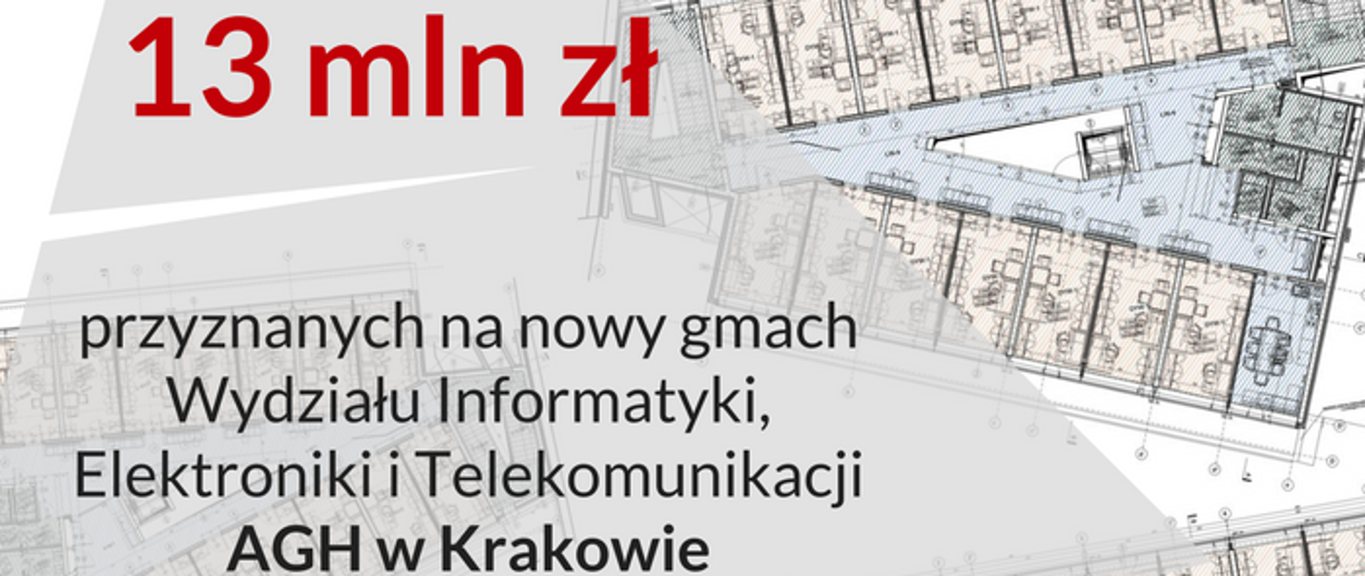 Grafika z napisem 13 mln zł na nowy budynek