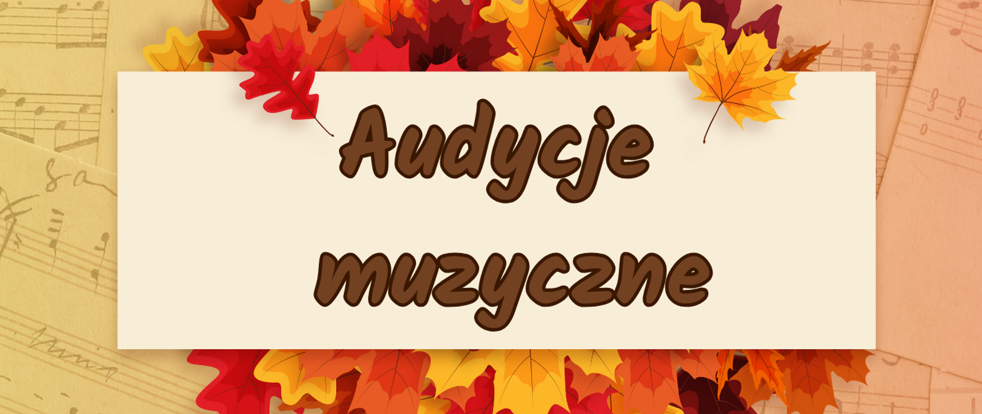 Na pomarańczowym tle w nuty znajduje się w lewym górnym rogu czarne logo PSM Zabrze.
Na środku wśród liści zamieszczony jest napis. Poniżej znajduje się napis zapraszamy, a pod nim łańcuch żołędzi i liści. W lewym dolnym rogu są dwa jeże i dwa muchomory.