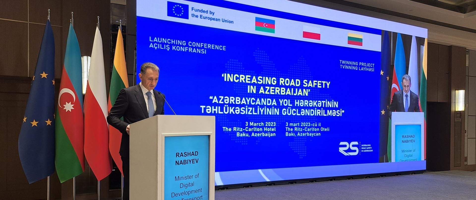 Azərbaycanda yol hərəkətinin təhlükəsizliyinin gücləndirilməsi - tvinninq layihəsinin açılışı olub (Bakı, 3.03.2023)